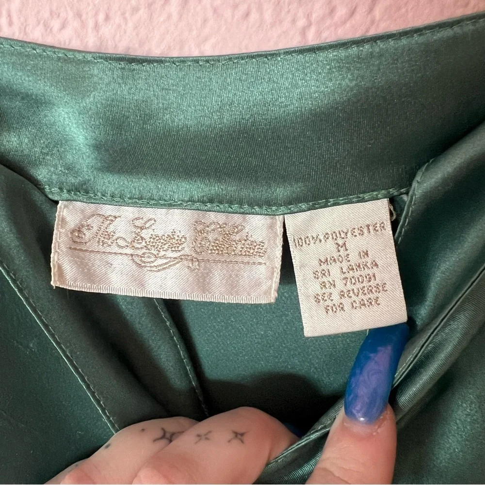 Vintage 90s sexy green lingerie nightgown slip dress - Picture 5 of 12